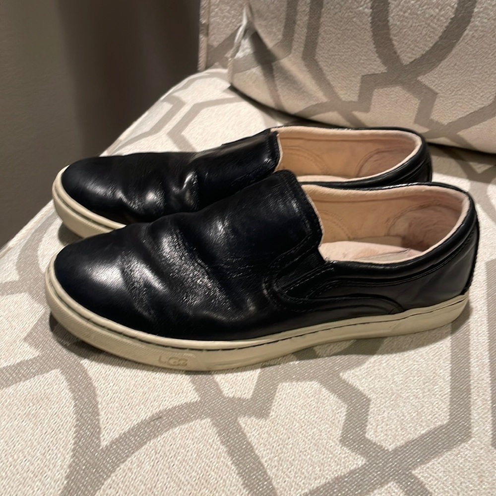 UGG black leather shoes size 8